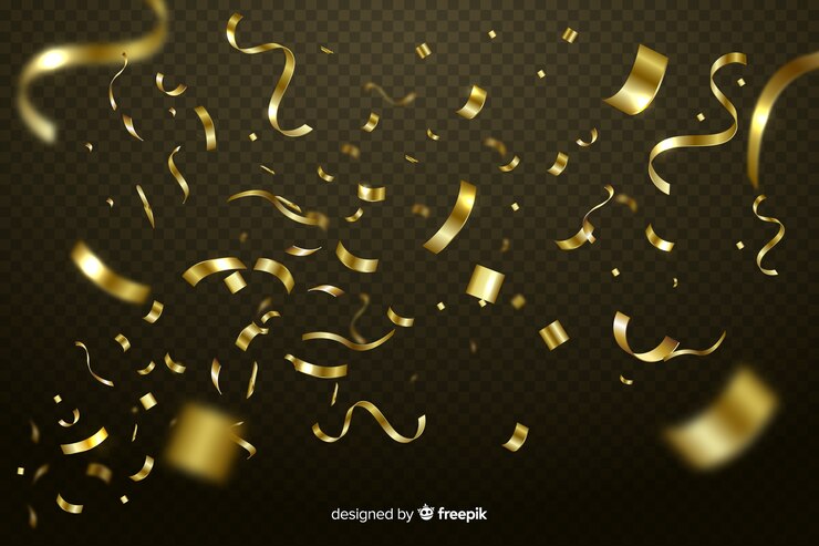Gratis Vector realistische gouden confetti achtergrond