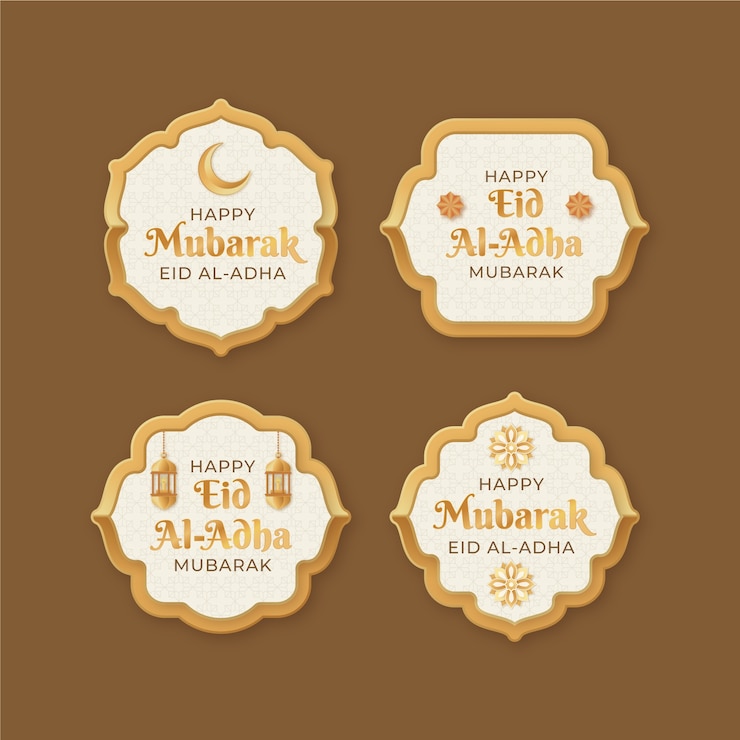 Gratis Vector realistische gouden eid al-adha-badges