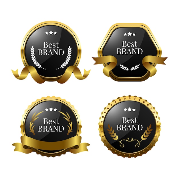 Gratis vector realistische gouden luxe badges