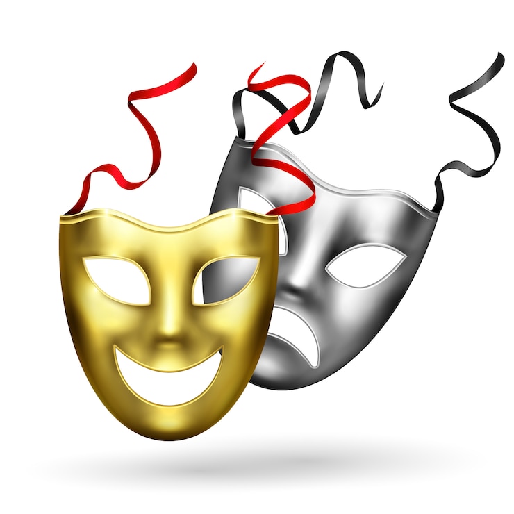 Gratis Vector realistische gouden maskers samenstelling