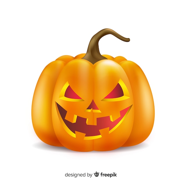 Gratis vector realistische griezelige halloween-pompoen
