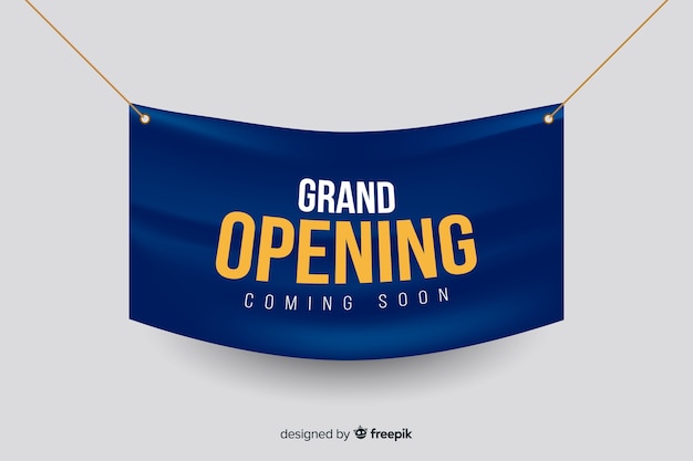 Gratis vector realistische grootse opening sjabloon voor spandoek