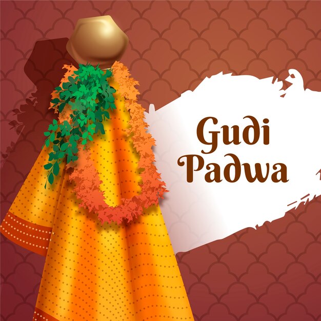 Realistische gudi padwa banner