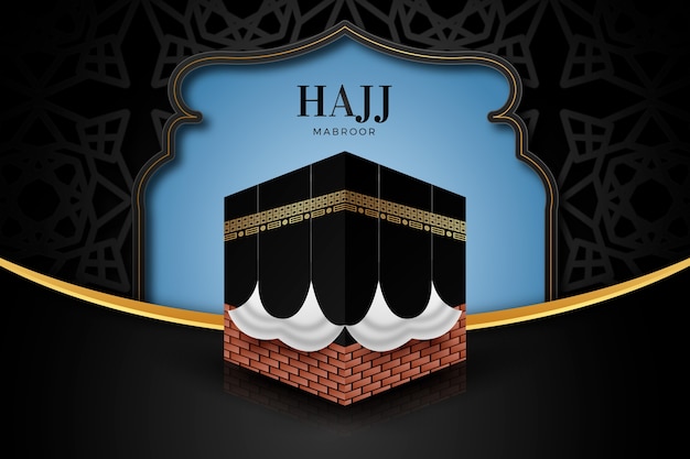 Gratis vector realistische hadj-achtergrond met mekka