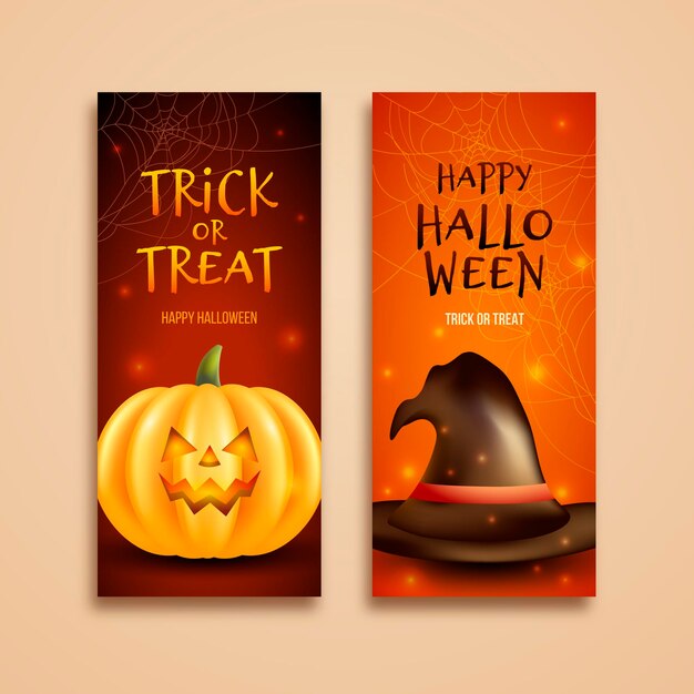 Gratis vector realistische halloween banners sjabloon