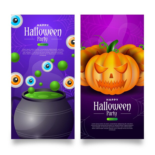 Realistische halloween banners sjabloon