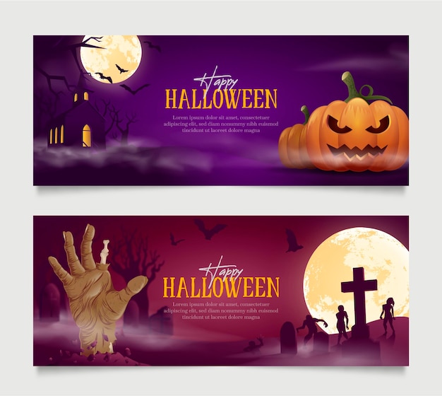 Realistische halloween-bannersinzameling