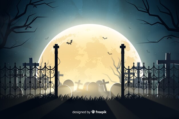 Realistische Halloween-begraafplaatsachtergrond