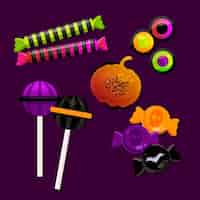 Gratis vector realistische halloween-snoepcollectie