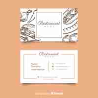 Gratis vector realistische hand getekend restaurant visitekaartjesjabloon