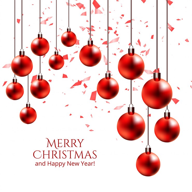 Gratis Vector realistische hangende glanzende de decoratievector van kerstmisballen