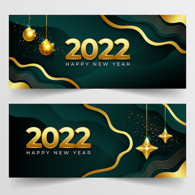 Gratis vector realistische happy new year 2022 banners set