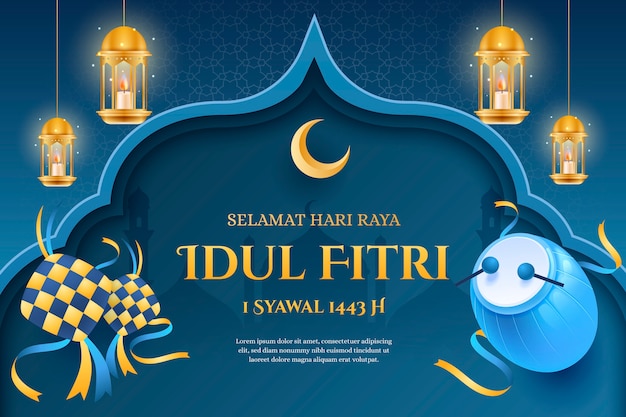 Gratis vector realistische hari raya aidilfitri-achtergrond