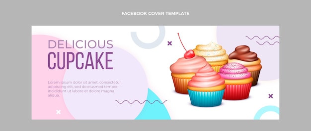 Gratis vector realistische heerlijke cupcakes facebook cover