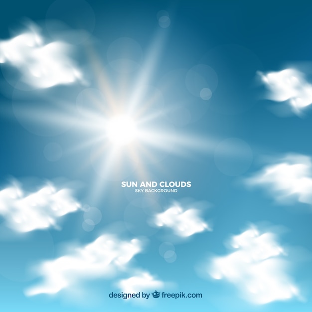 Gratis vector realistische hemel met wolken