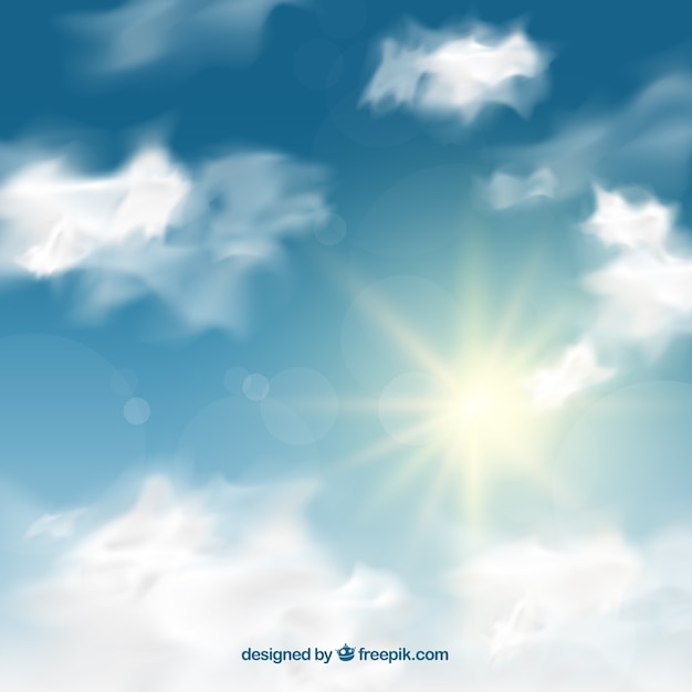 Gratis vector realistische hemelachtergrond met wolken