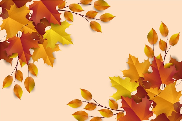 Gratis vector realistische herfstbladeren achtergrond