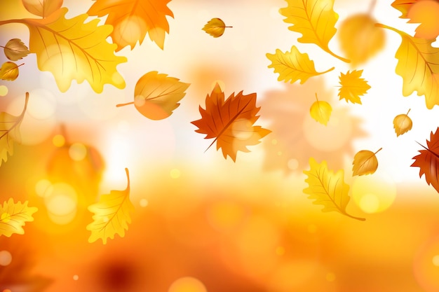 Gratis vector realistische herfstbladeren achtergrond