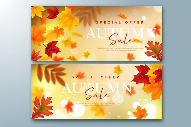 Realistische herfstverkoopbanners set