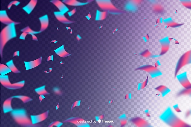 Gratis vector realistische holografische confetti achtergrond