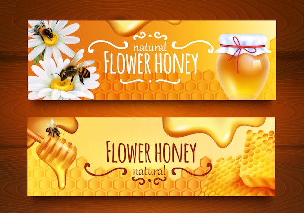 Gratis vector realistische honingbanners