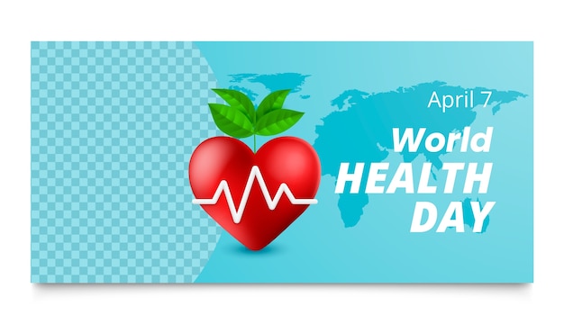 Gratis vector realistische horizontale banner sjabloon voor wereldgezondheidsdag