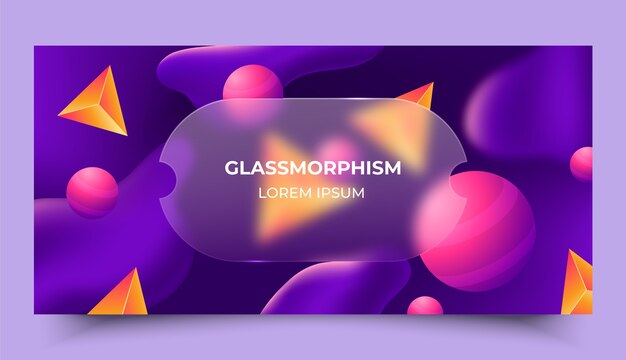 Realistische horizontale banner van glasmorfisme