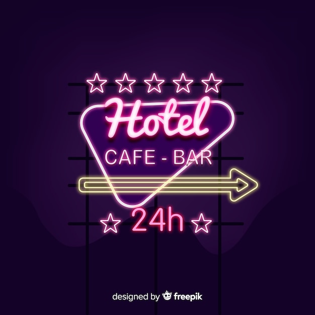 Gratis vector realistische hotel neon teken