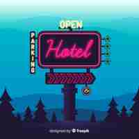 Gratis vector realistische hotel neon teken