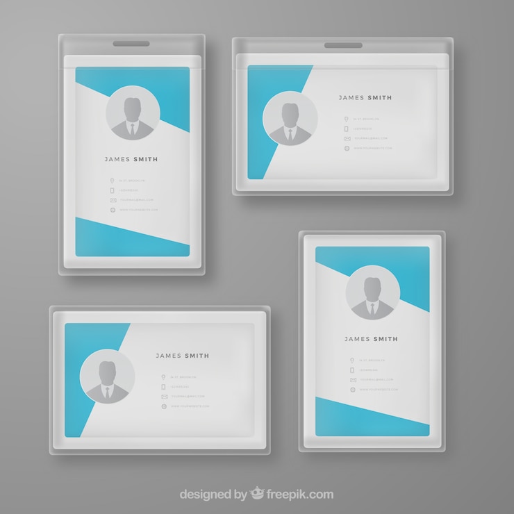 Gratis Vector realistische identiteitskaart met plastic ondersteuning