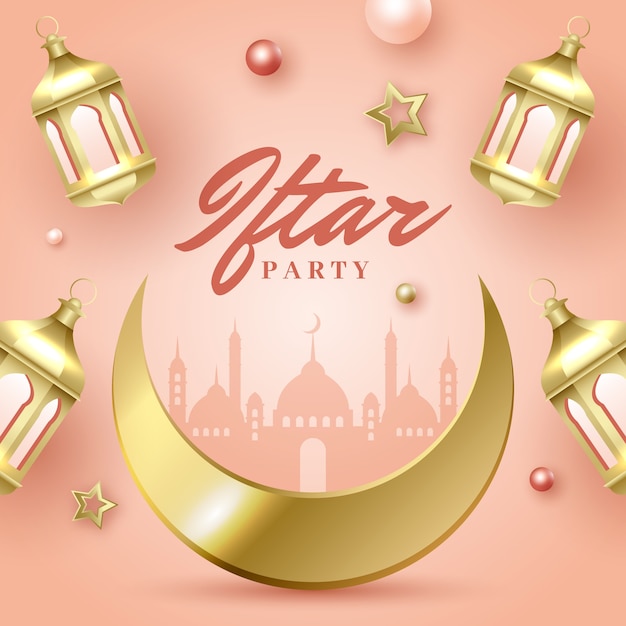 Gratis vector realistische iftar-illustratie