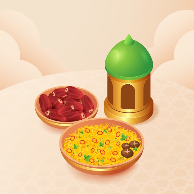 Gratis vector realistische iftar-illustratie