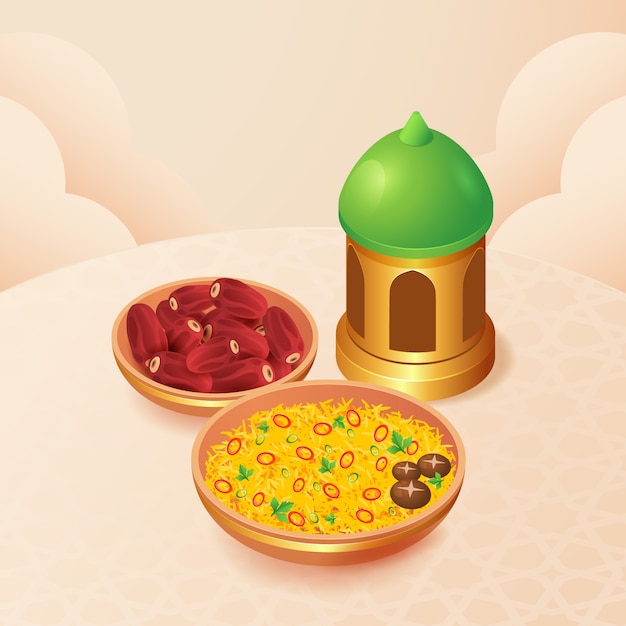 Realistische iftar-illustratie