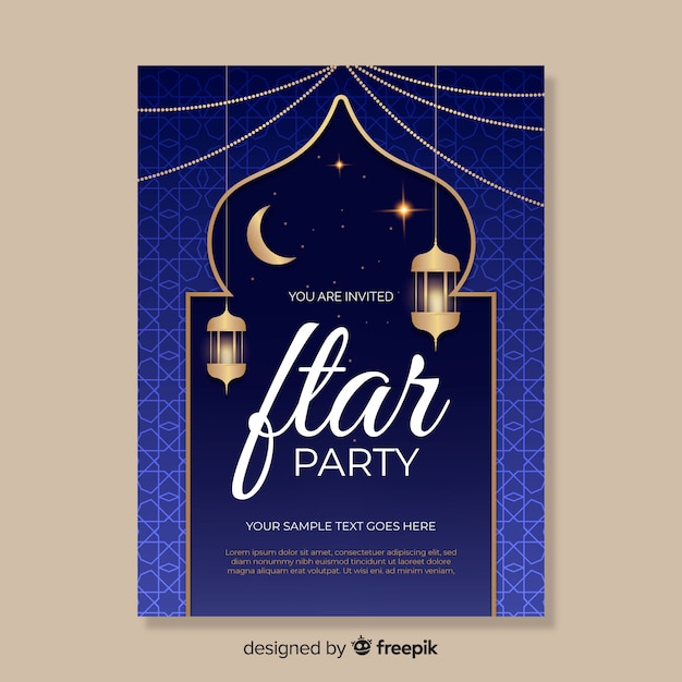 Realistische iftar uitnodigingssjabloon