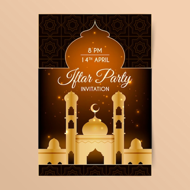 Gratis vector realistische iftar-uitnodigingssjabloon