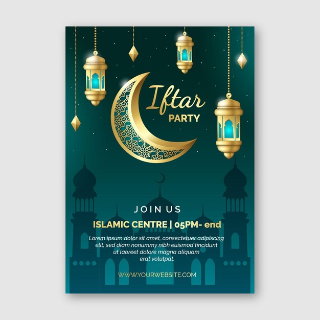Realistische iftar verticale poster sjabloon