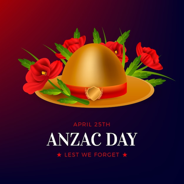 Realistische illustratie van de anzac-dag