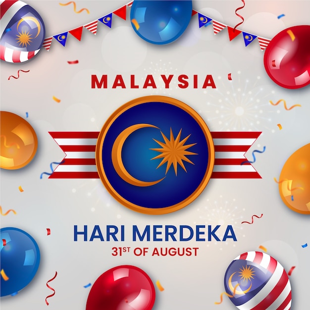 Realistische illustratie van de onafhankelijkheidsdag van Maleisië