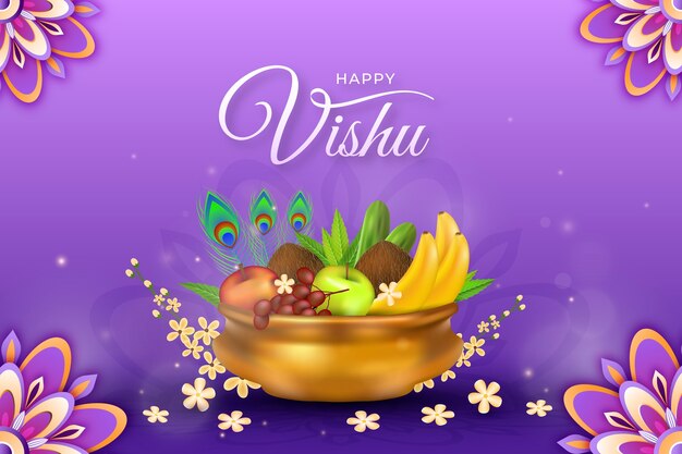 Realistische illustratie voor de viering van het hindoeïstische vishu-festival