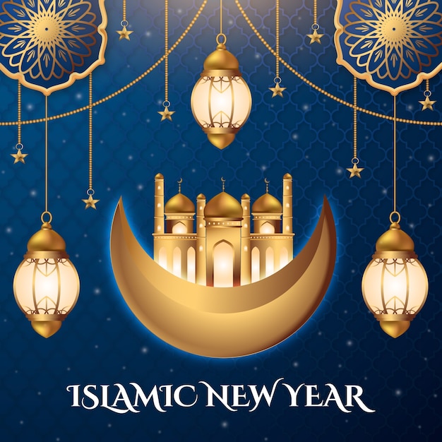 Gratis vector realistische illustratie voor de viering van het islamitische nieuwe jaar