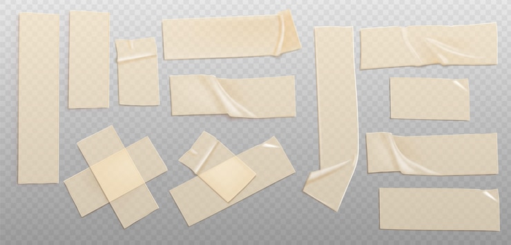 Gratis Vector realistische illustratieset van transparante tape