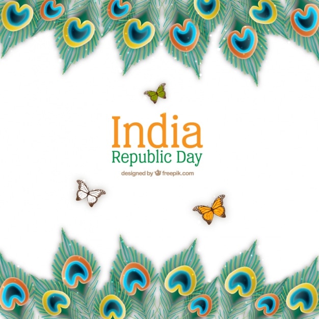 Gratis vector realistische indische republiek dag achtergrond met vlinders