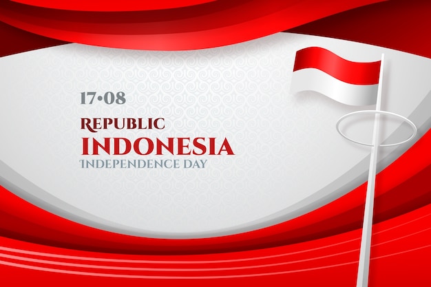 Realistische indonesië onafhankelijkheidsdag achtergrond met vlag