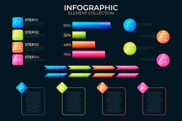 Gratis vector realistische infographic elementenverzameling