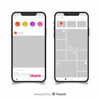 Gratis vector realistische instagram-fotolijst op smartphonecollectie