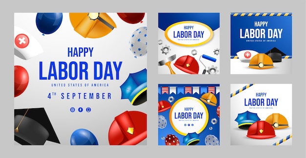 Realistische instagram posts collectie voor ons arbeidersdag viering