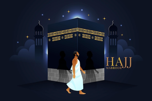 Gratis vector realistische islamitische hadj bedevaart illustratie