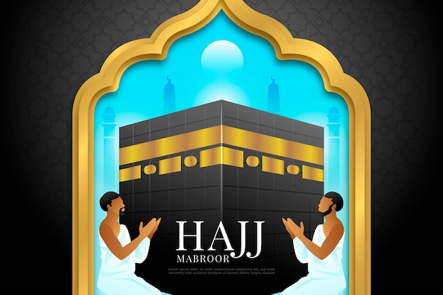 Gratis vector realistische islamitische hadj bedevaart illustratie