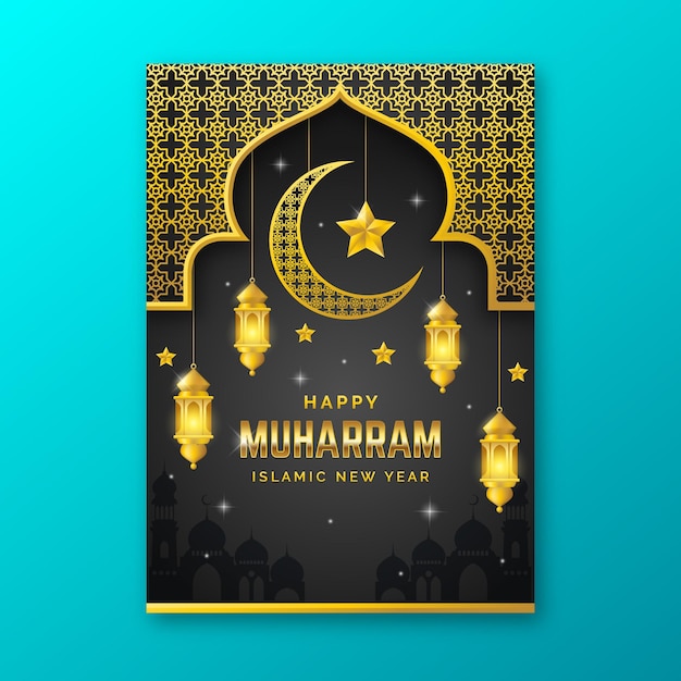 Gratis vector realistische islamitische nieuwe jaaraffiche