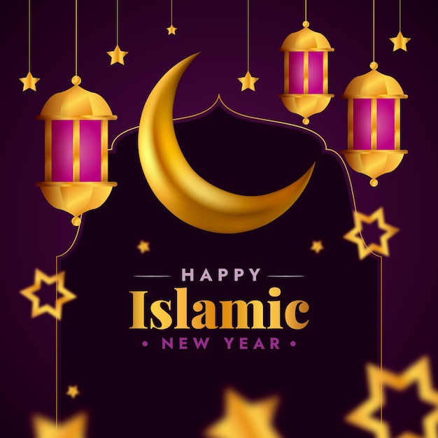 Realistische islamitische nieuwjaarsillustratie